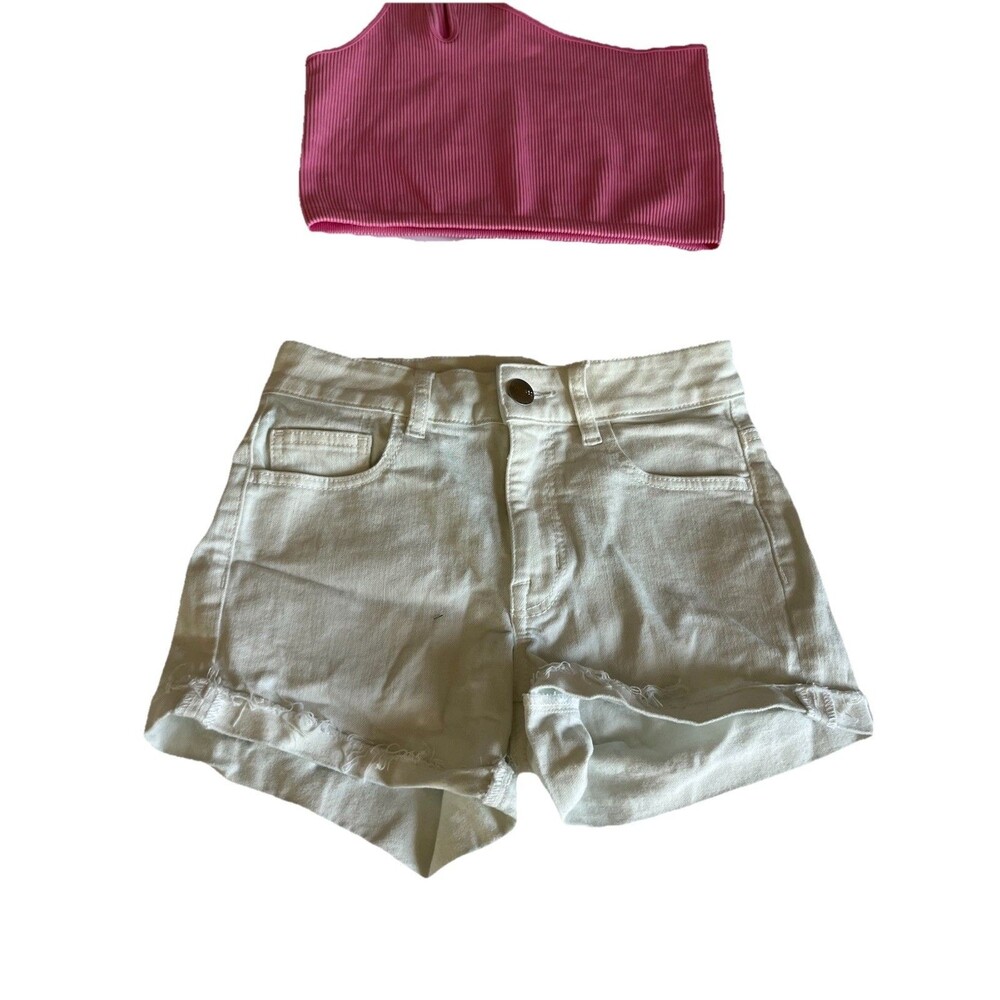 American Eagle Super Stretch High-Rise Shortie Shorts Womens Sz 0 White